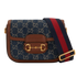 Mini Horsebit 1955 Shoulder Bag, &pound;950, Handbags, Blue, Canvas/Leather, Front view